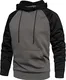 Hoodie Herren Raglan Hoody Farbblock Hoodies Langarm Kapuzenpullover Long Sleeve Streetwear Urban Pullover Unisex Casual Long Sleeve M