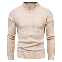 CELANDA Herren Strickpullover Warme Winter Rollkragenpullover Freizeit Slim Fit Basic Sweatshirt Longsleeve Pullover Solid für Männer Khaki