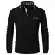 AIOIDI Baumwolle Herren Plaid Poloshirt Langarm Basic Tennis Polohemd Polo A-Schwarz M