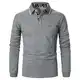 AIOIDI Baumwolle Herren Plaid Poloshirt Langarm Basic Tennis Polohemd Polo A-Grau M