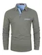 VMSUCIJ Poloshirt Herren Langarm Baumwolle Regular Slim Fit Plaid Denim Golf Polohemd M-3XL,Grau,M