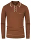 PJ PAUL JONES Herren Rippenstrickpullover Casual Kontrast Vintage Langarm Pullover Dunkelbraun, Mittel