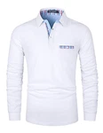 LIUPMWE Poloshirt Herren Langarm Getäfelt T Shirts Männer Hemd T-Shirt Slim Fit Golf Sports Weiß