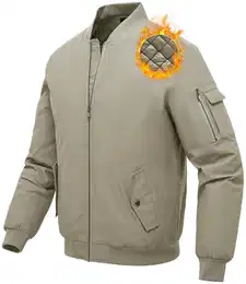 Herren Winter Jacke Bomberjacke Quilted Steppjacke Winddicht Gefüttert Herbst Winter Warm Gepolsterte Mäntel Outwear Khaki L