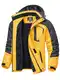 KEFITEVD Herren Skijacke Warm Gefütterte Softshelljacke Winter Atmungsaktiv Outdoorjacke Verdick Winddicht Übergangsjacke mit Kapuze Grau-gelb M