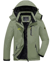 Übergangsjacke Herren Wasserabweisend mit Kapuze Parka Winter Thermo Outdoorjacke Männer Atmungsaktiv Arbeitsjacke für Ski Angeln Grau-grün M