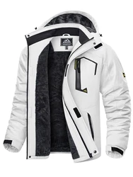 KEFITEVD Winterjacke Herren Snowboardjacke Ski Jacke Weiß