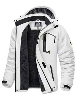 KEFITEVD Winterjacke Herren Snowboardjacke Ski Jacke Weiß