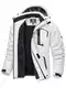 KEFITEVD Skijacke Herren Winddicht Softshelljacke Winter Warm Outdoorjacke mit Kapuze Wasserabweisend Atmungsaktiv Übergangsjacke für Snowboard Wandern Weiß M