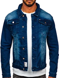 Herren Jeansjacke Übergangsjacke Trucker Jacke Denim Jacke Warm Jeans Denim Vintage Classic Street Style Basic Casual Style MJ512BS Dunkelblau M [4D4]