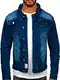 BOLF Herren Jeansjacke Übergangsjacke Trucker Jacke Denim Jacke Warm Jeans Denim Vintage Classic Street Style Basic Casual Style MJ512BS Dunkelblau M [4D4]