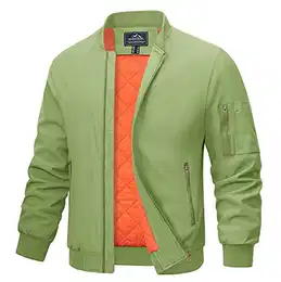 Herren Pilotenjacke College Jacke Blouson Jacke Warme Fliegerjacke mit Reißverschluss Outdoor Winterjacke Verdickt Mantel mit Multi Taschen Hellgrün S