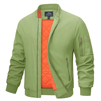 MAGCOMSEN Winterjacke Herren Fliegerjacke Classic Bomberjacke Hellgrün