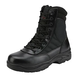 Herren Militär Einsatzstiefel Security Tactical Boot Zipper Stiefel Kampfstiefel Springerstiefel Schuhe SCHWARZ-E Trooper-E Größe 43 (EUR)