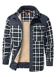 Flanellhemd Herren Hemd Jacke Langarm Baumfäller Thermohemd Winterjacke Fleecefutter Holzfällerhemd Arbeitshemd Flanellhemdjacke Grau M