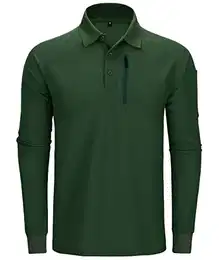 Polo Shirts Herren Langarm Golf Tshirt Basic Sport Outdoor Poloshirt mit Brillenhalter Knopfleiste Leicht T-Shirt Polo-Hemd (030 Grün M)