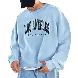 Herren Sweatshirt Buchstaben Druck Langarm Oversized Hip Hop Pullover Lässiges Los Angeles Sweatshirt Warm Pulli Sports Casual Bequem Teenager Streetwear E Blau S