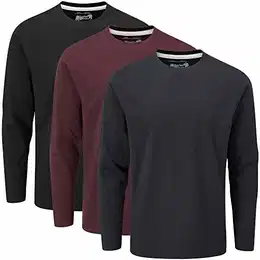 3er Pack Langarm T-Shirt Mit Rundhalsausschnitt (L, Dark Essentials 21 (0822))