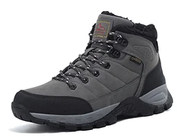 Winterschuhe Herren Winterstiefel Wanderstiefel Trekking Stiefel Gefüttert Warm Rutschfeste Boot Größe 41-46(B-Grau, Größe 43)