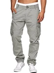 Meilicloth Herren Cargohose Baggy Outdoorhose Chino Cargo Hosen Sporthose Freizeithose Jogginghose Sweatpants Hellgrau (32)