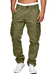 Cargohose Herren Outdoorhose Baumwolle Hose Herren Chinohose Herren Cargo Hosen Baggy Stretch Jogginghose Männer Sporthose Freizeithose Sweatpants Winter mit Taschen Grün 32