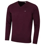 Calvin Klein Herren V-Ausschnitt Soft Cotton Pullover Burgunderrot