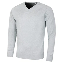 Herren V-Ausschnitt Soft Cotton Pullover - Light Blau Marl - M