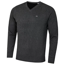 Herren V-Ausschnitt Soft Cotton Pullover - Charcoal - S