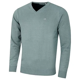 Herren V-Ausschnitt Soft Cotton Pullover - Sage - M