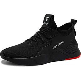Sicherheitsschuhe Herren Leicht Arbeitsschuhe Damen rutschfest Atmungsaktiv mit Stahlkappe Sneaker Schutzschuhe Schwarz 43 EU