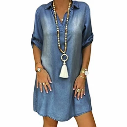 Generisch Sommerkleid Damen, Boho Kleid Damen Lang Vintage Rustikaler Stil V -Ausschnitt Kleid Knopfleiste Langarm Maxikleid Leinenkleid Rüschen Western Country Sommerkleider Freizeitkleid Strandkleid