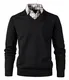 Btmpmcs Hemd Pullover Herren 2 in 1 Langarm Strick-Pullover mit V-Ausschnitt Slim Fit Schlicht Casual Strickjacke Sweatshirt Winterpullover Pulli mit Hemdkragen Mock
