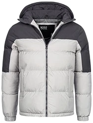 Indicode Herren Danix Winterjacke mit Kapuze Lt Grey
