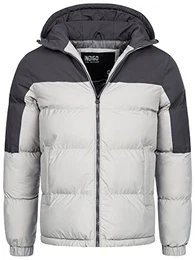 Herren Danix Winterjacke mit Kapuze Herrenjacke Jacke Steppjacke Männer Lt Grey M