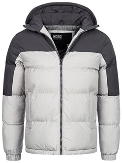 Indicode Herren Danix Winterjacke mit Kapuze Lt Grey