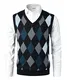 Btmpmcs Herren Pullunder V-Ausschnitt Strickweste Diamant West Dick Wollweste Ärmellose Herbst Winter Pullover Argyle Pulloverwestee Warm Sweater für Männer Business