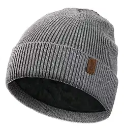Beanie Mütze, Herren Winter Warme Unisex Wintermütze Strickmütze Dehnbare Weiche Wollmütze mit Bündchen und Dickem Warmem Futter Geschenke für Freundin männer Frauen (Grau)