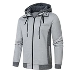 YuKaiChen Herren Outdoor Fleecejacken Kapuzenjacke Sweatjacke Reißverschluss Hoodie Hellgrau