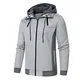 YuKaiChen Herren Outdoor Fleecejacken Warm Lang Kapuzenjacke Sweatjacke Winter Reißverschluss mit Kapuze Hoodie Männer Hellgrau M