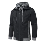YuKaiChen Herren Outdoor Fleecejacken Kapuzenjacke Sweatjacke Reißverschluss Hoodie Schwarz