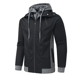 YuKaiChen Herren Outdoor Fleecejacken Kapuzenjacke Sweatjacke Reißverschluss Hoodie Schwarz