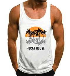 Tank Top Herren Tanktop Tankshirt T-Shirt mit Print Unterhemden Ärmellos Weste Muskelshirt Tank top Herren Sommer Print Palmen Beach