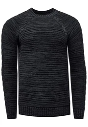Rusty Neal Pullover Herren Strick Basic Rundhals Strickpullover Langarm Casual Knitwear Streetwear 331/386 / 325, Größe:M, Knitwear:Schwarz 386