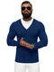 OZONEE Herren Pullover Kurze Strickjacke Cardigan Strick Jacke Strickpullover Arbeitspullover Sweater Herbstpullover Herbst Übergangs Winterpullover Slim Fit Feinstrick NB/MM6006Z/5 DUNKELBLAU M