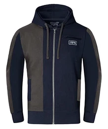 Herren-Fleece-Panel-Hoodies Mit Frontrei§Verschluss, LŠssiges Herren-Fleece-Pullover-Hoodie-Oberteil FŸr Laufen, Fitnessstudio Und Arbeitskleidung (Holzkohle with Marine, Medium)