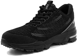 Arbeitsschuhe Herren Damen Sicherheitsschuhe S3 Leicht Sportlich Stahlkappe Atmungsaktiv rutschfest Schutzschuhe (43 EU Schwarz)