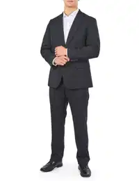 Herren Anzug in Marine mit Streifen Größe 54 I Sakko & Anzughose I 2-teiliger Herrenanzug I Modern & Sportlich I Übergrößen gerechte Passform I Jackett & Hose für Herren
