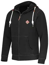 stylischer Kapuzenpullover Sweatjacke Sweatshirt mit Logolederpatch Hoodie Pullover mit 2 seitlichen Taschen (Charcoal-Mix, M)