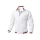 Bestgift Herren Frühling Herbst Casual Jacke Stehkragen Einfarbig Jacke, weiß, XXXL