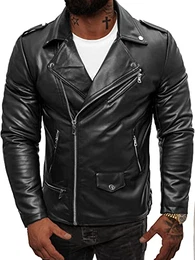 Herren Lederjacke Kunstlederjacke Kunstleder Farbvarianten Jacke Bikerjacke Übergangsjacke Herrenjacke Leder Echtlederjacke Echtleder Wildleder Biker JS/11Z8014Z SCHWARZ L